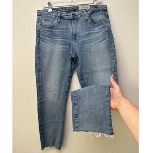 AG Prima Ankle Cigarette Jeans Muted Medium Wash Raw Hem Women’s 32R
